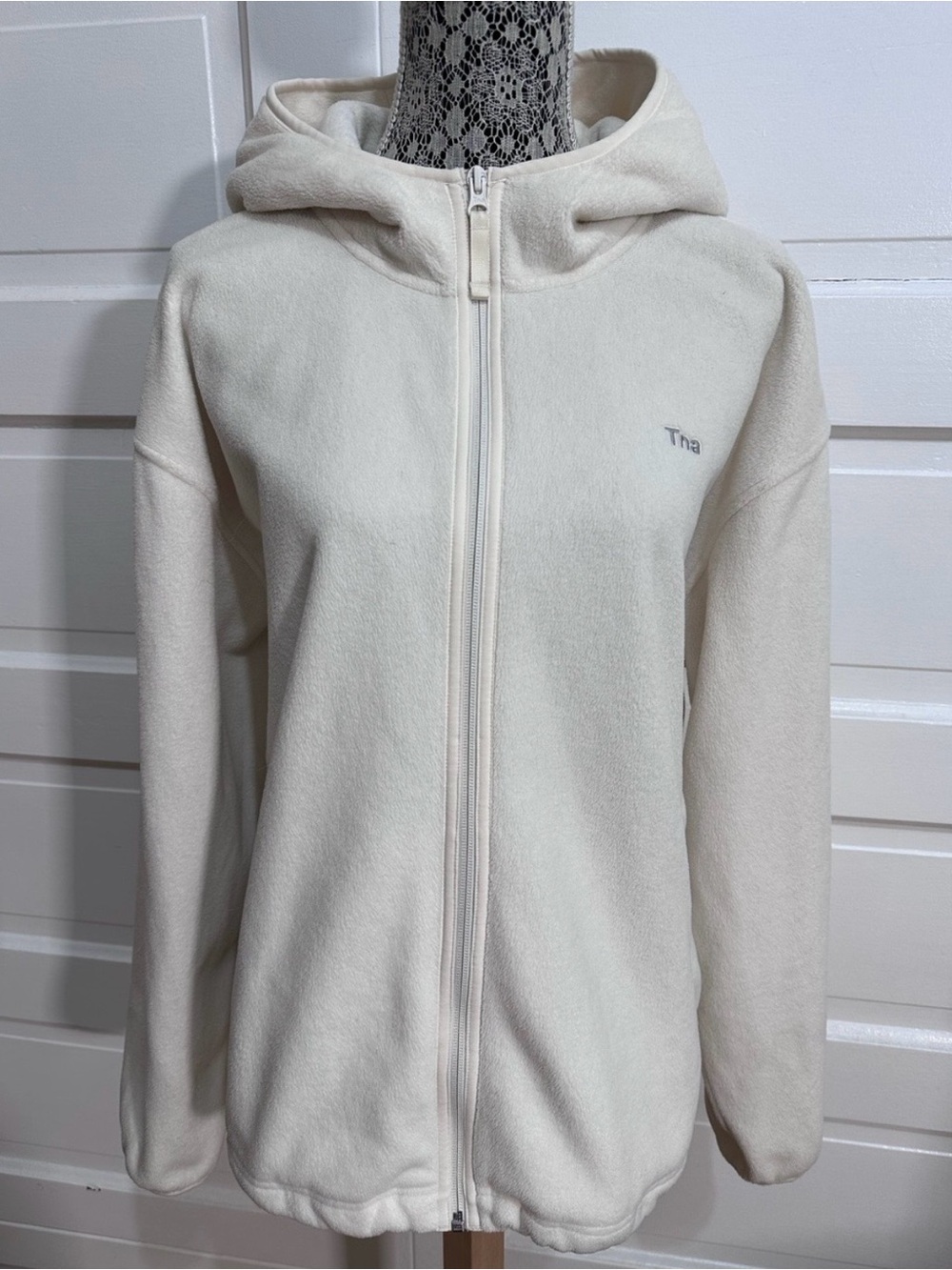 TNA Sno Polar Zip Hoodie Oversized Size XL Whisper White Cream Fleece Cozy